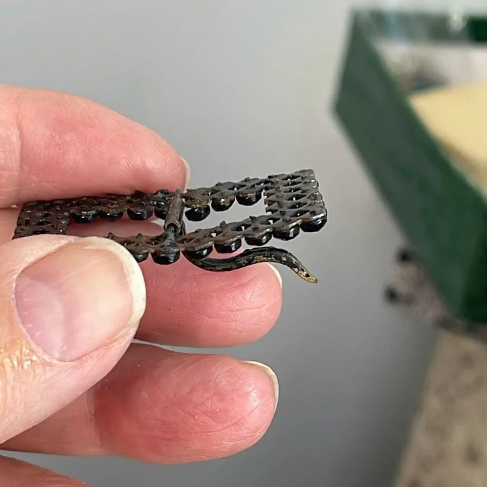 Antique French Jet Gothic Edwardian black belt buckle
